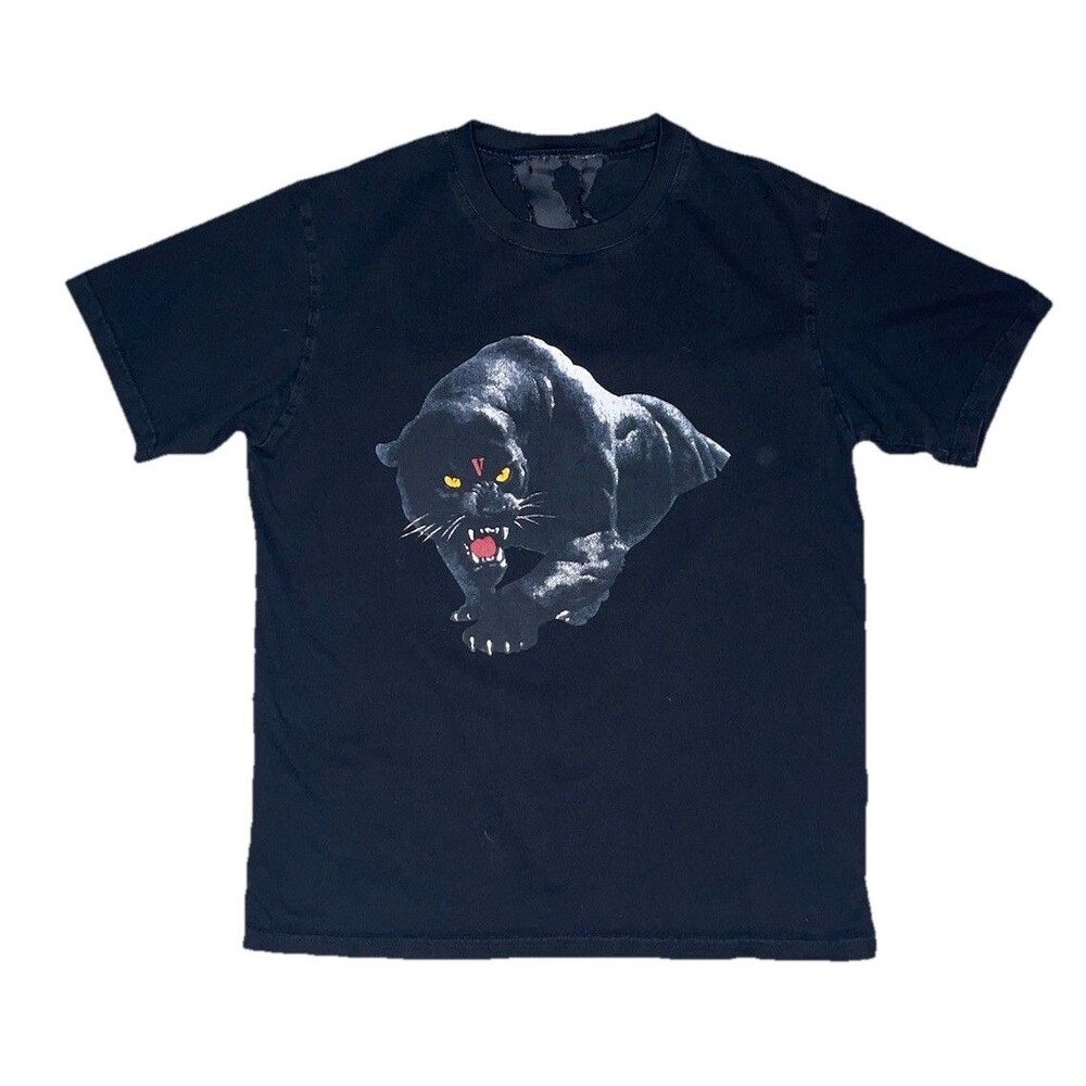 Vlone Black Panther T Shirt Tee Size MED Graphic Streetwear Front Back Hit Goth